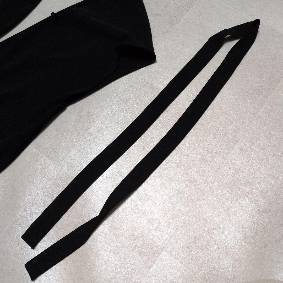 美品　アドーア　Ｗジョーゼットワンピース　ジャンパースカート　棒タイ　黒　S