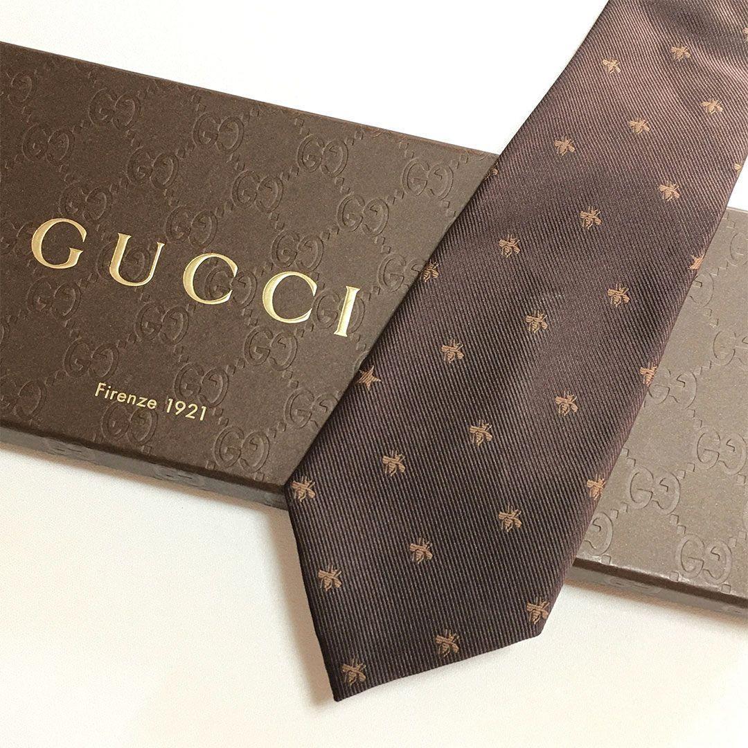 未使用級 グッチ GUCCI ネクタイ シルク 蜂 Bee ハチ