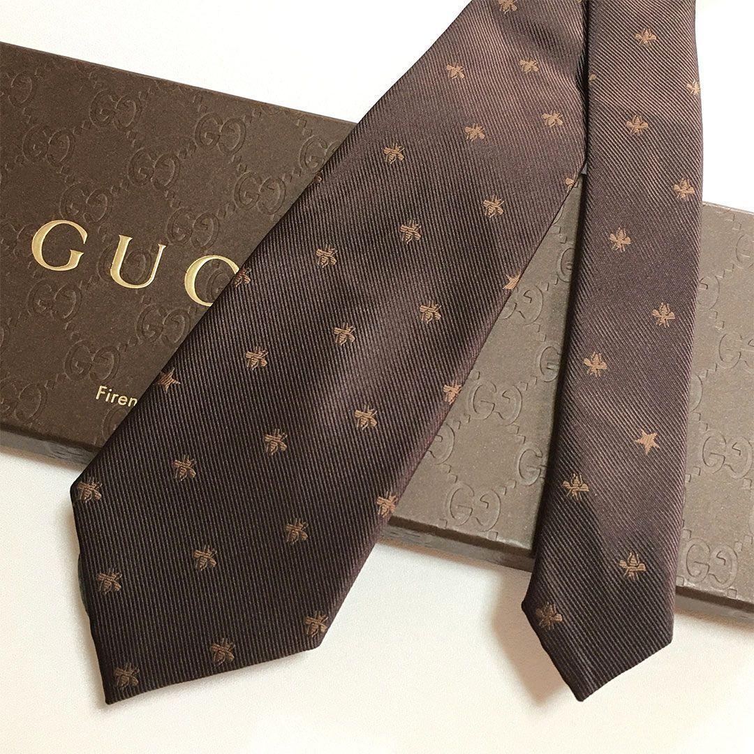 未使用級 グッチ GUCCI ネクタイ シルク 蜂 Bee ハチ