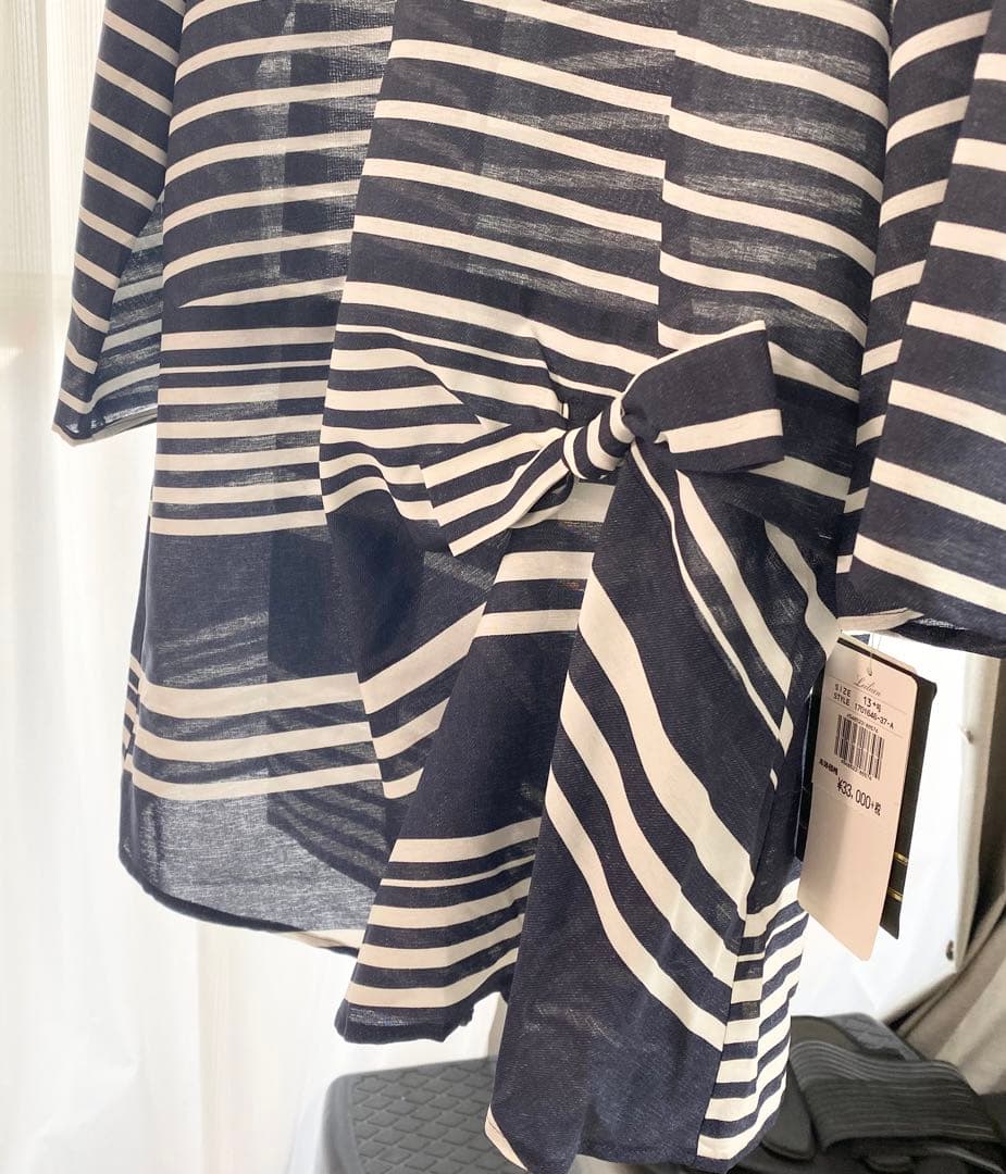 新品タグ付 レリアン ボーダー チュニック ブラウス 13+号 36,300円