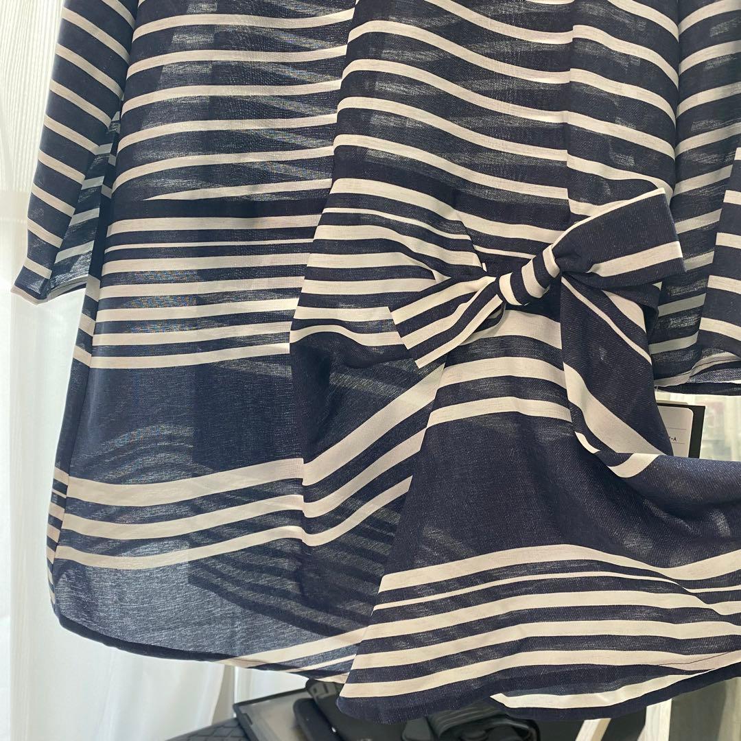 新品タグ付 レリアン ボーダー チュニック ブラウス 13+号 36,300円