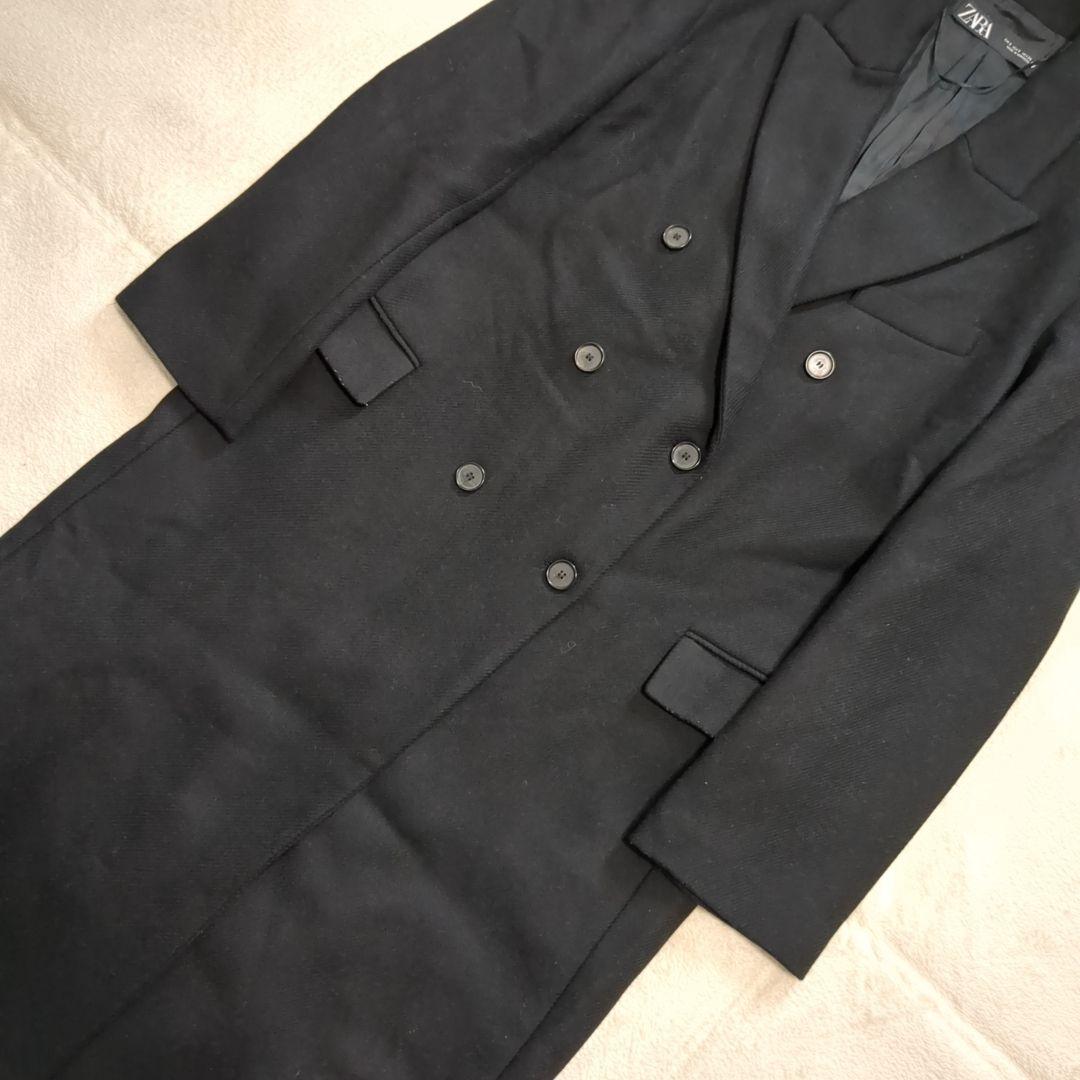 ZARA マンテコ ダブル チェスターコート ブラック 大きいサイズ マキシ丈