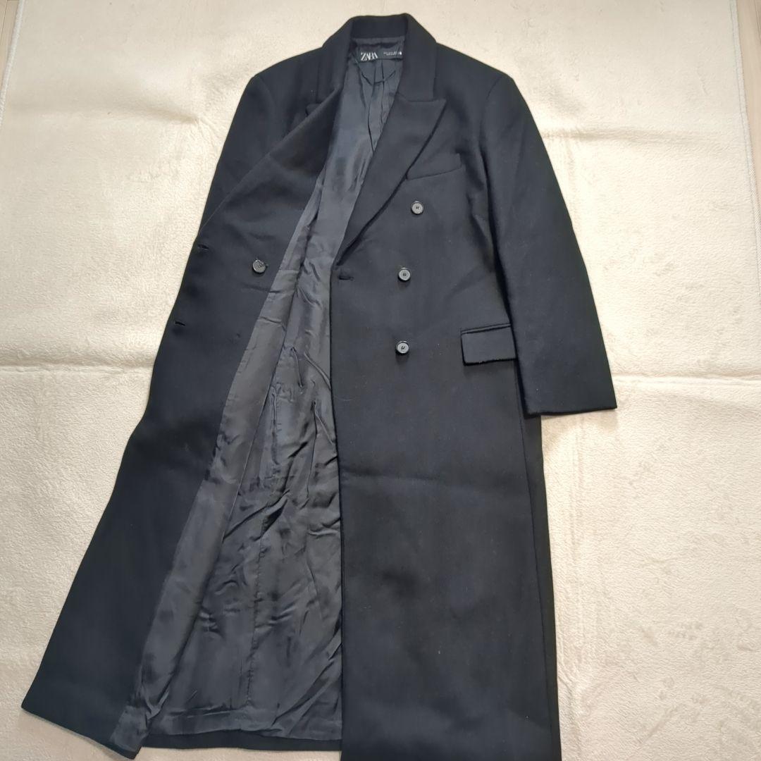 ZARA マンテコ ダブル チェスターコート ブラック 大きいサイズ マキシ丈