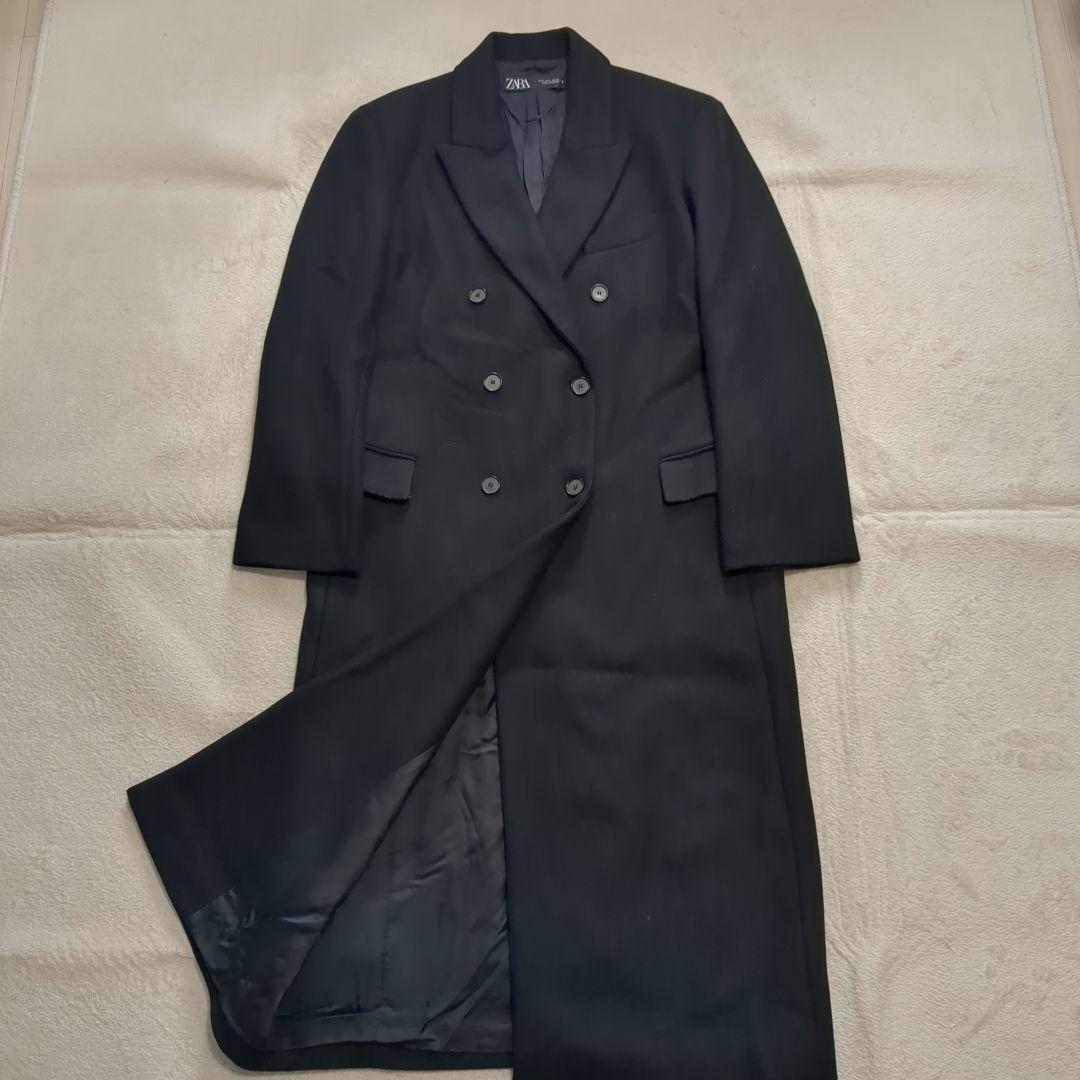 ZARA マンテコ ダブル チェスターコート ブラック 大きいサイズ マキシ丈