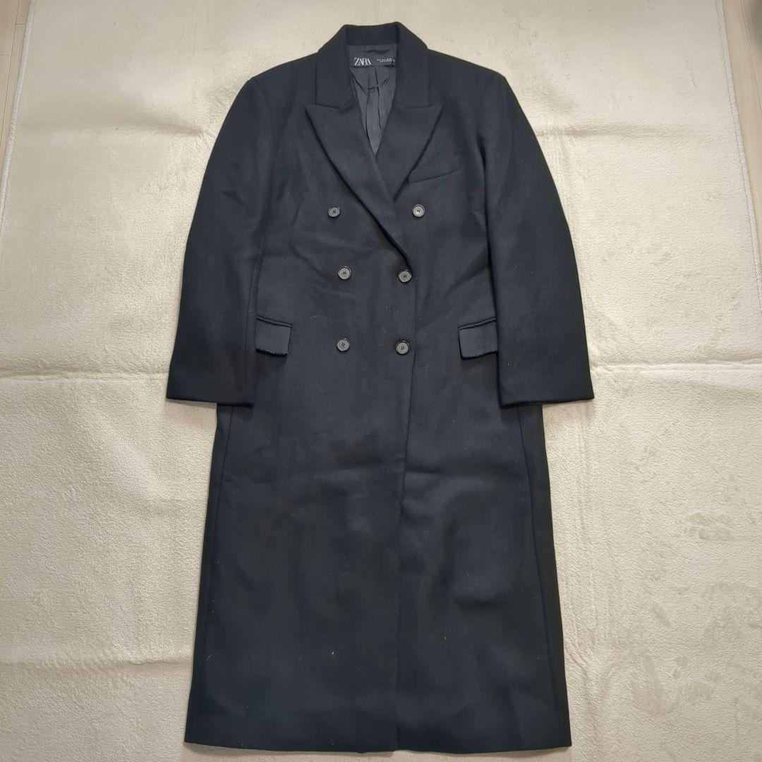 ZARA マンテコ ダブル チェスターコート ブラック 大きいサイズ マキシ丈