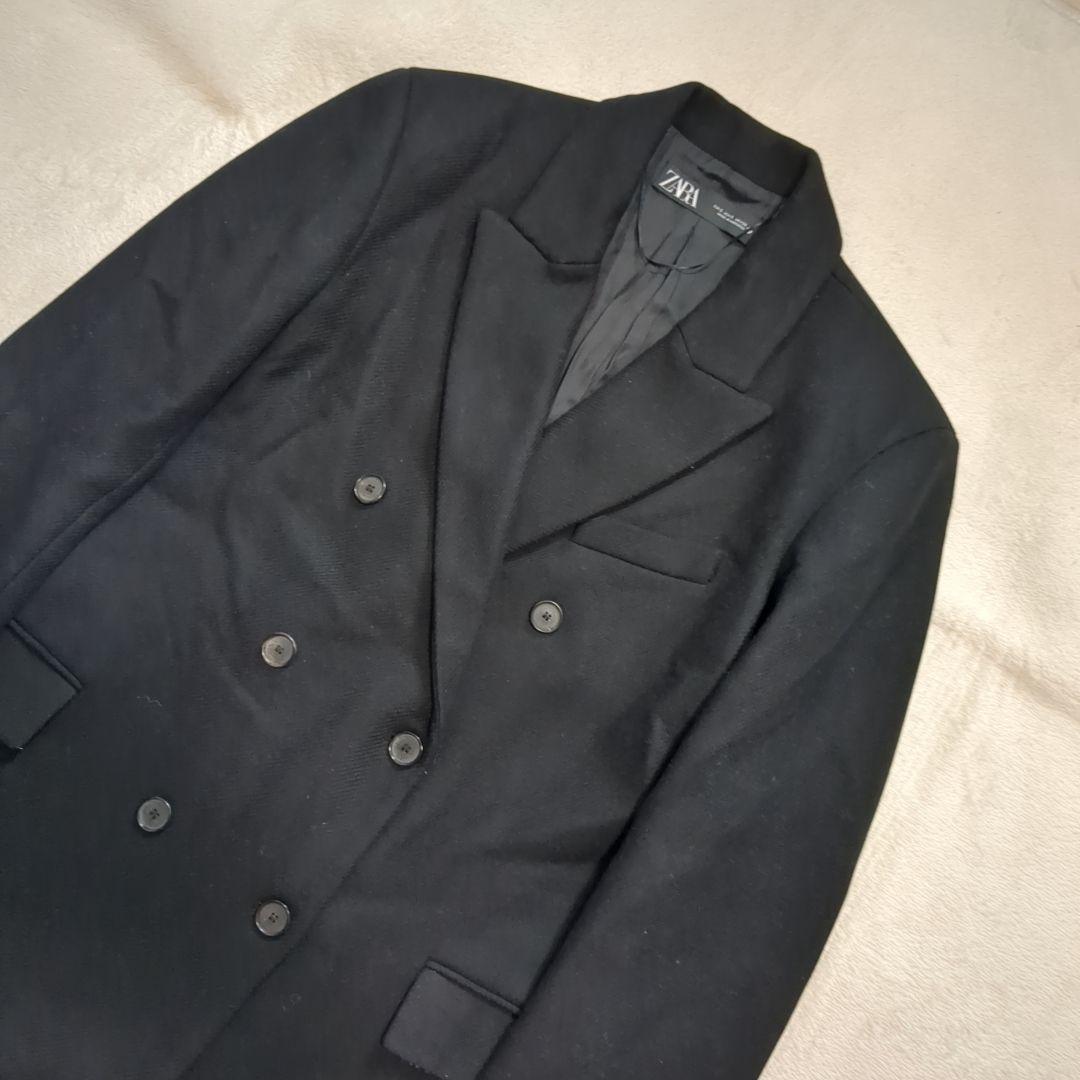 ZARA マンテコ ダブル チェスターコート ブラック 大きいサイズ マキシ丈