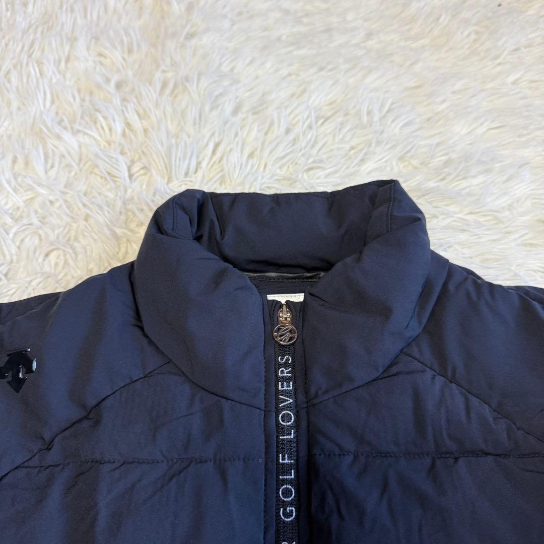 【デサントゴルフ】美品♡中綿ジャケット キルティング ジップロゴ ネイビー M