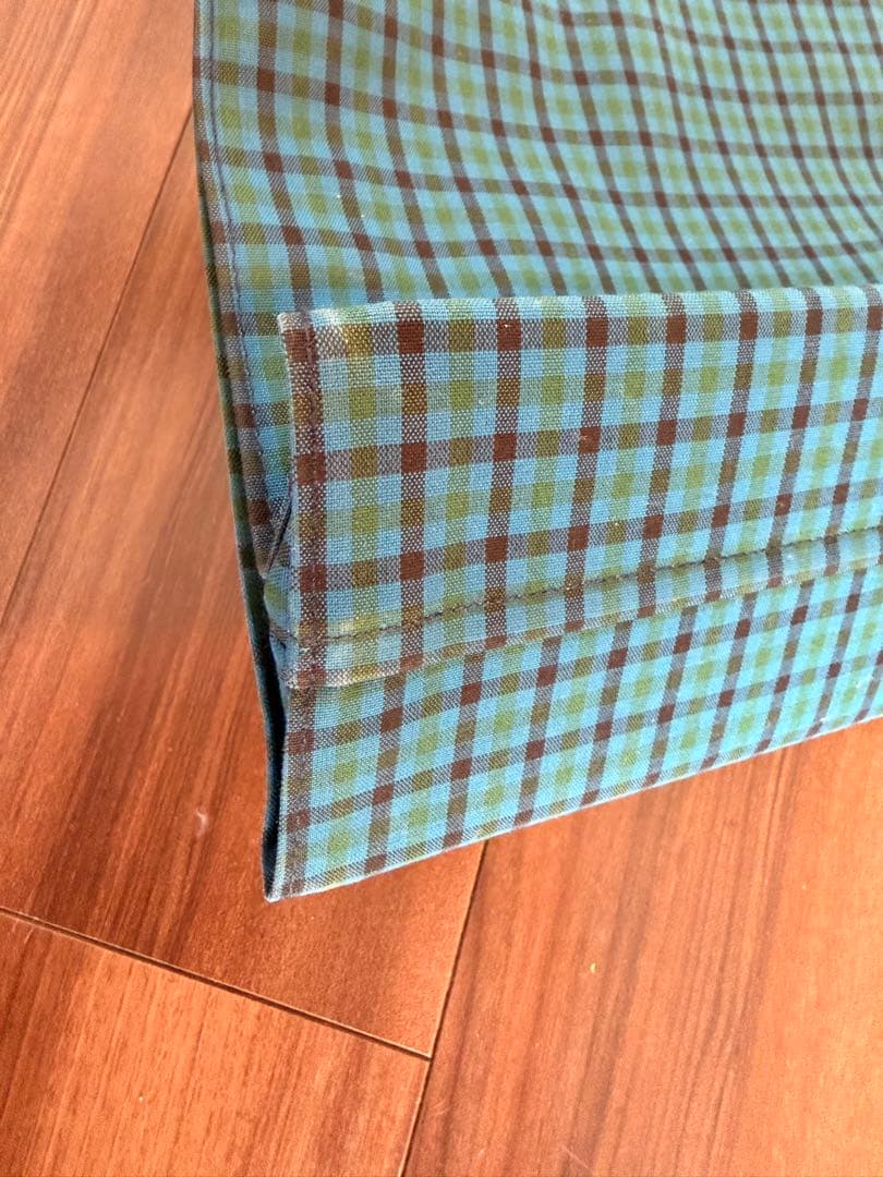 ファミリア　チェック　トートバッグ　青