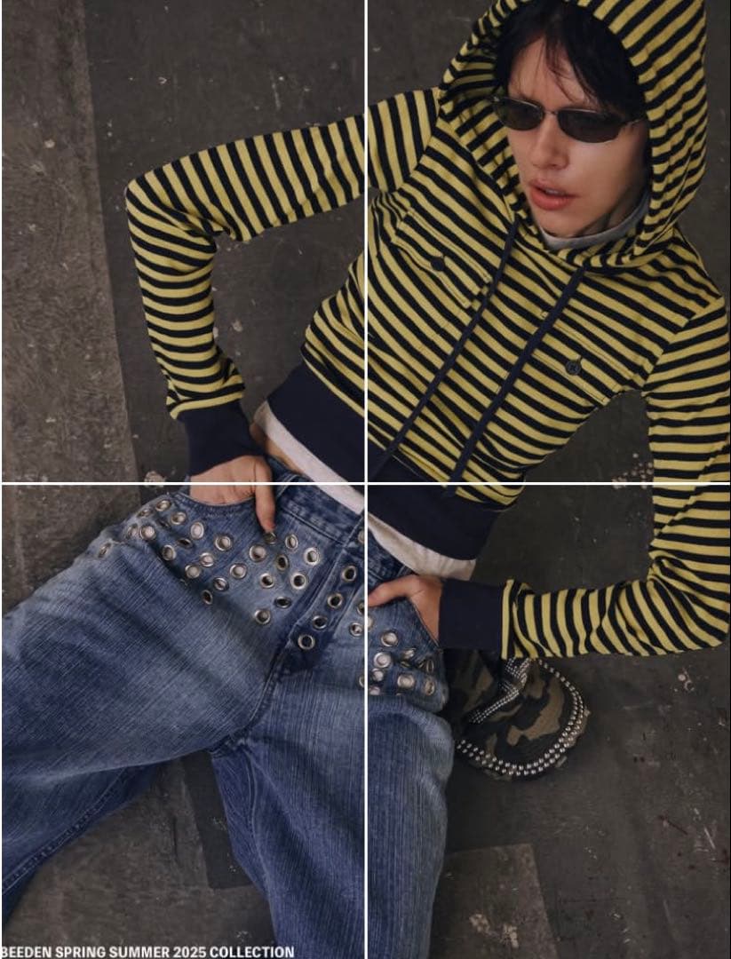 BEEDEN ストライプ フーディ トップス