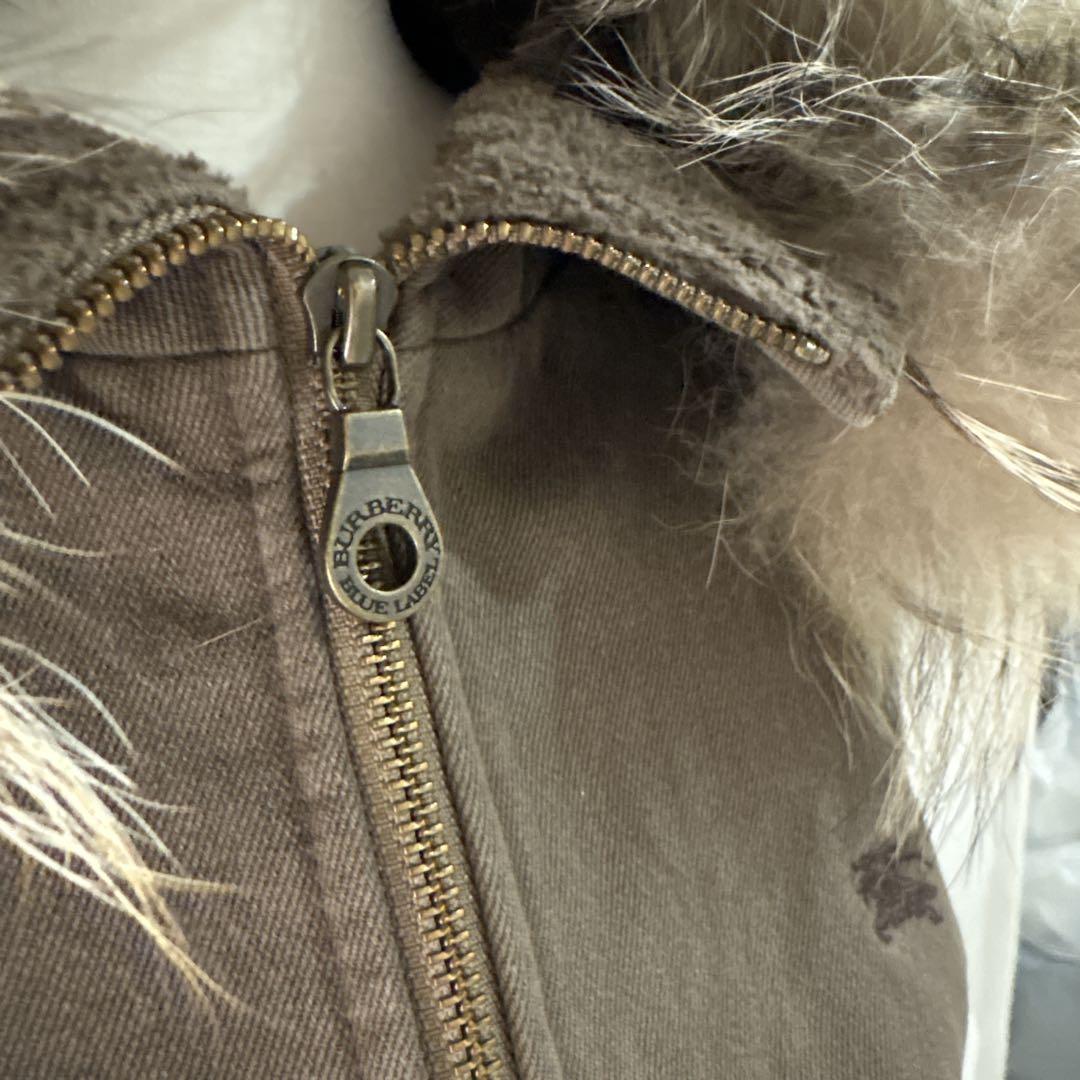 美品✨バーバリー　ブルゾン　パーカー　リアルファー　2way ジップ　y2k