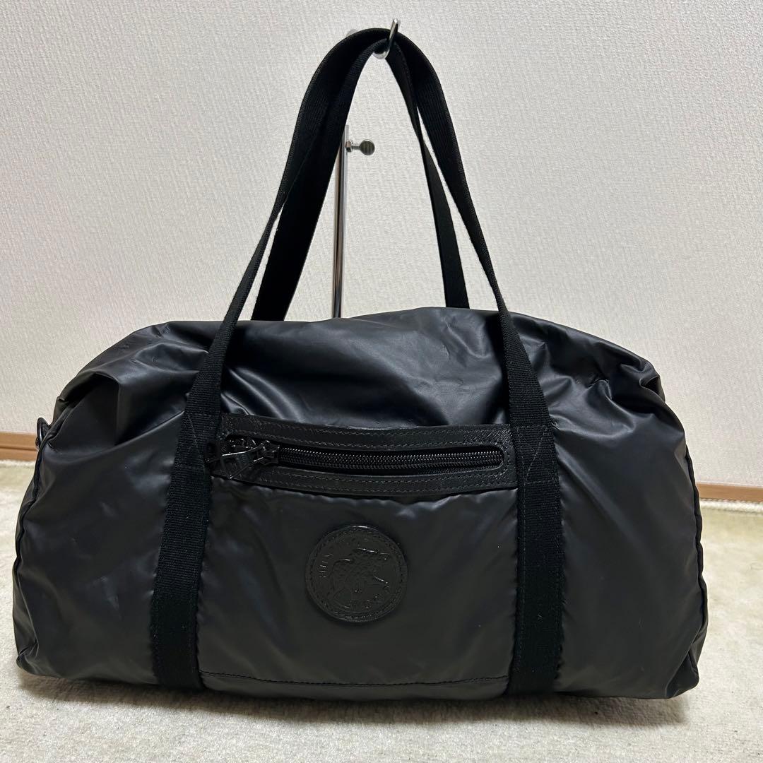 美品　ハンティングワールド　ボストンバッグ　バチュークロス　黒　ナイロン　レザー