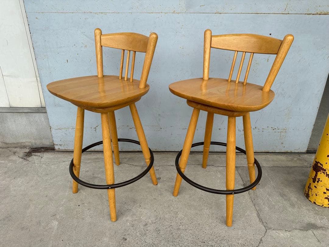 カウンターチェア 天然木　ハイスチェアー　2脚