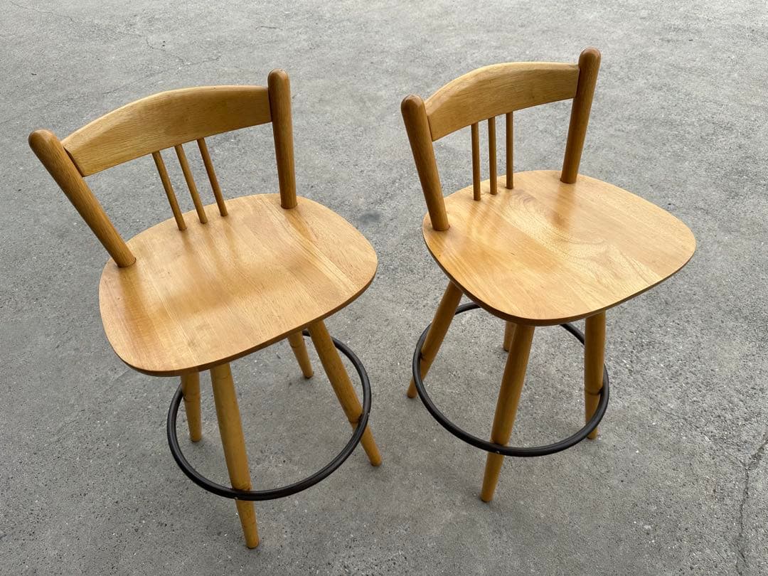 カウンターチェア 天然木　ハイスチェアー　2脚