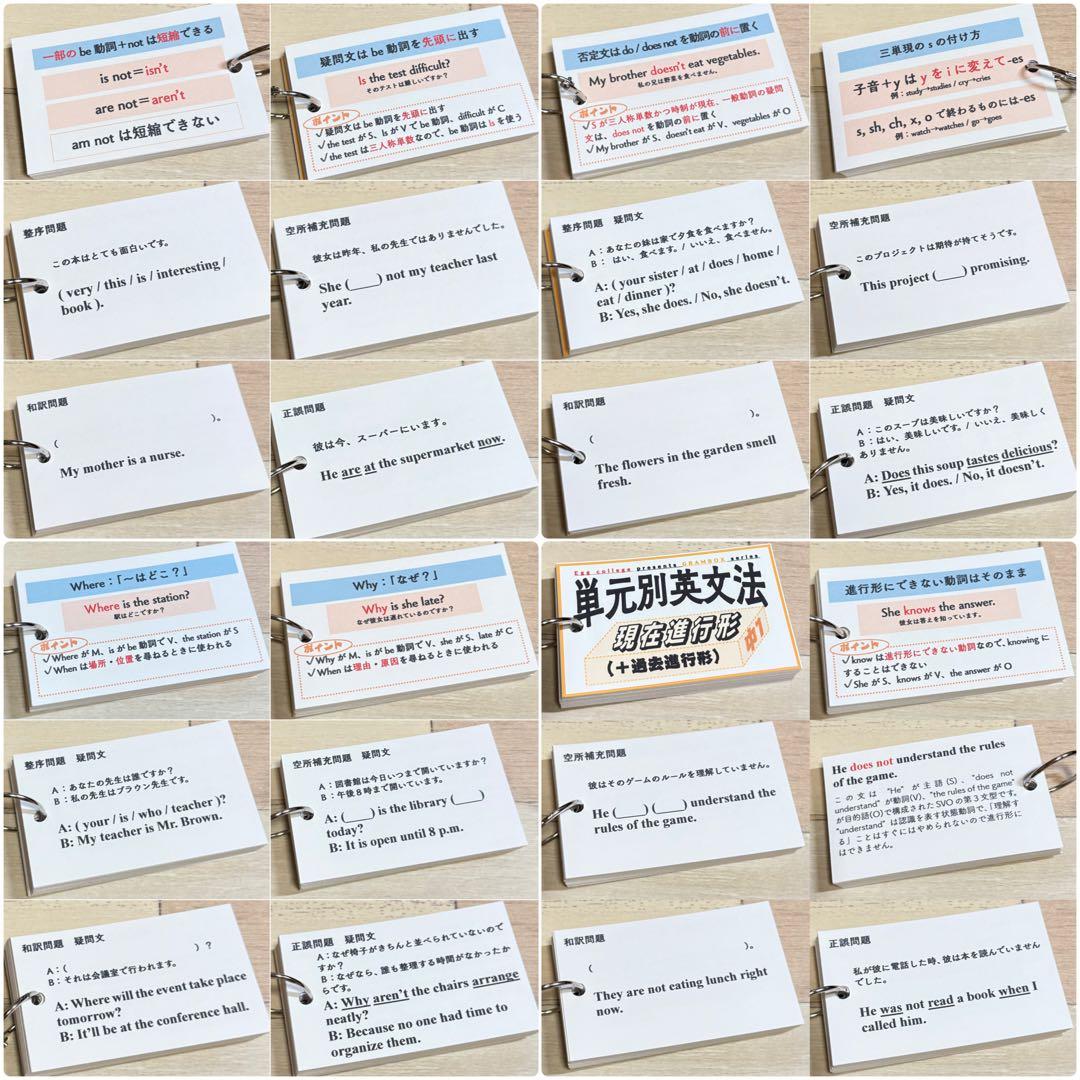 【全学年フルパッケージ】単元別英文法カード　中学生　テスト　復習　予習　参考書