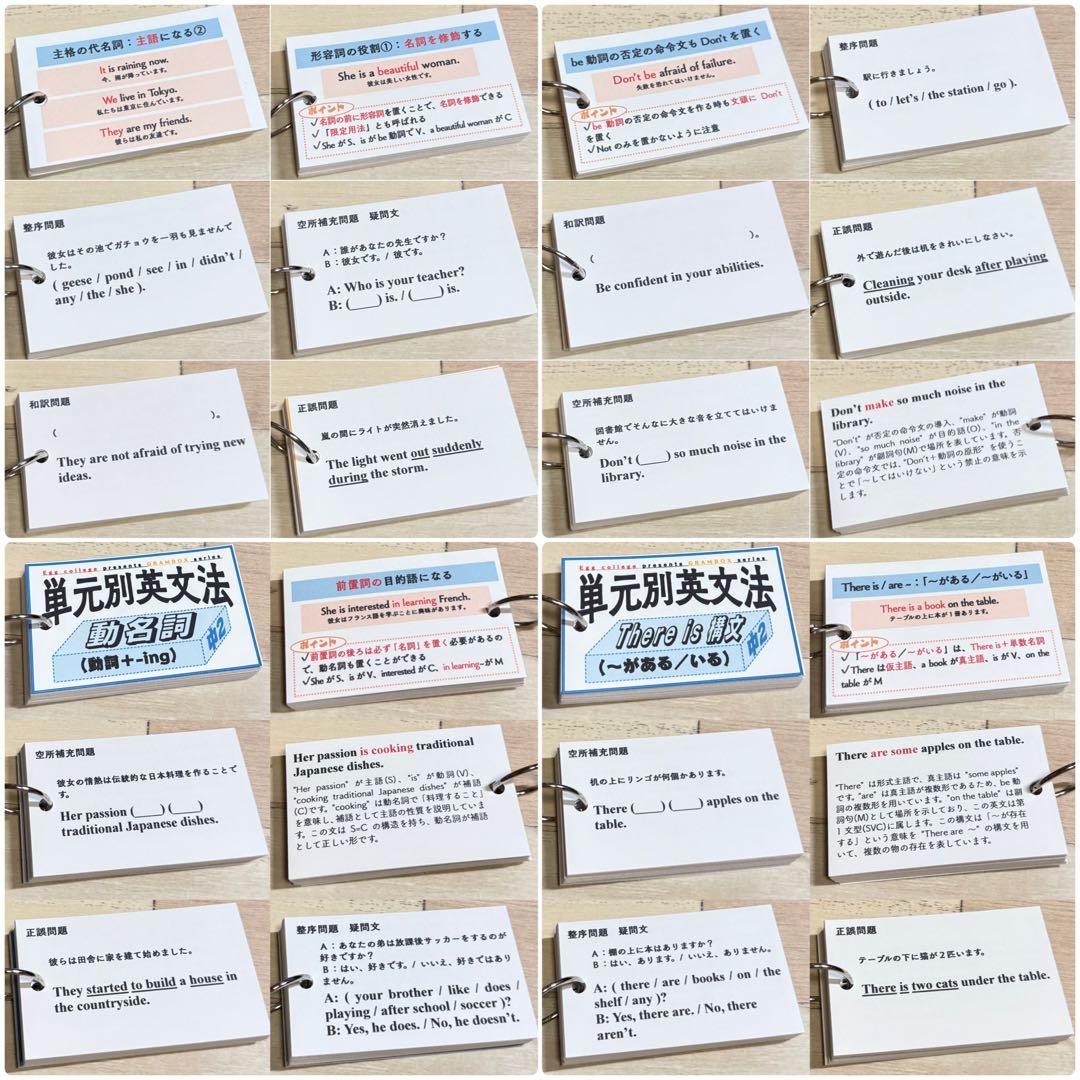 【全学年フルパッケージ】単元別英文法カード　中学生　テスト　復習　予習　参考書