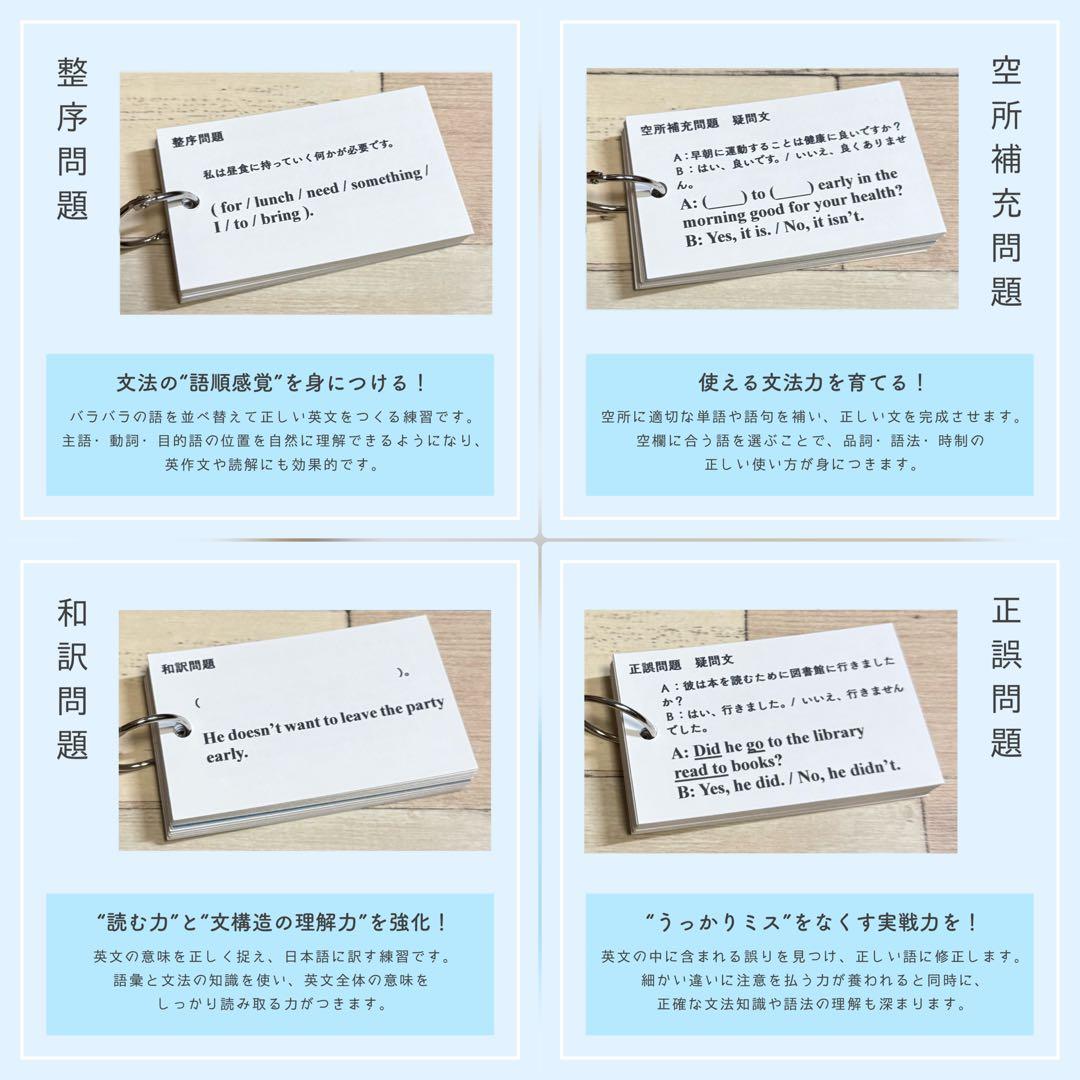 【全学年フルパッケージ】単元別英文法カード　中学生　テスト　復習　予習　参考書