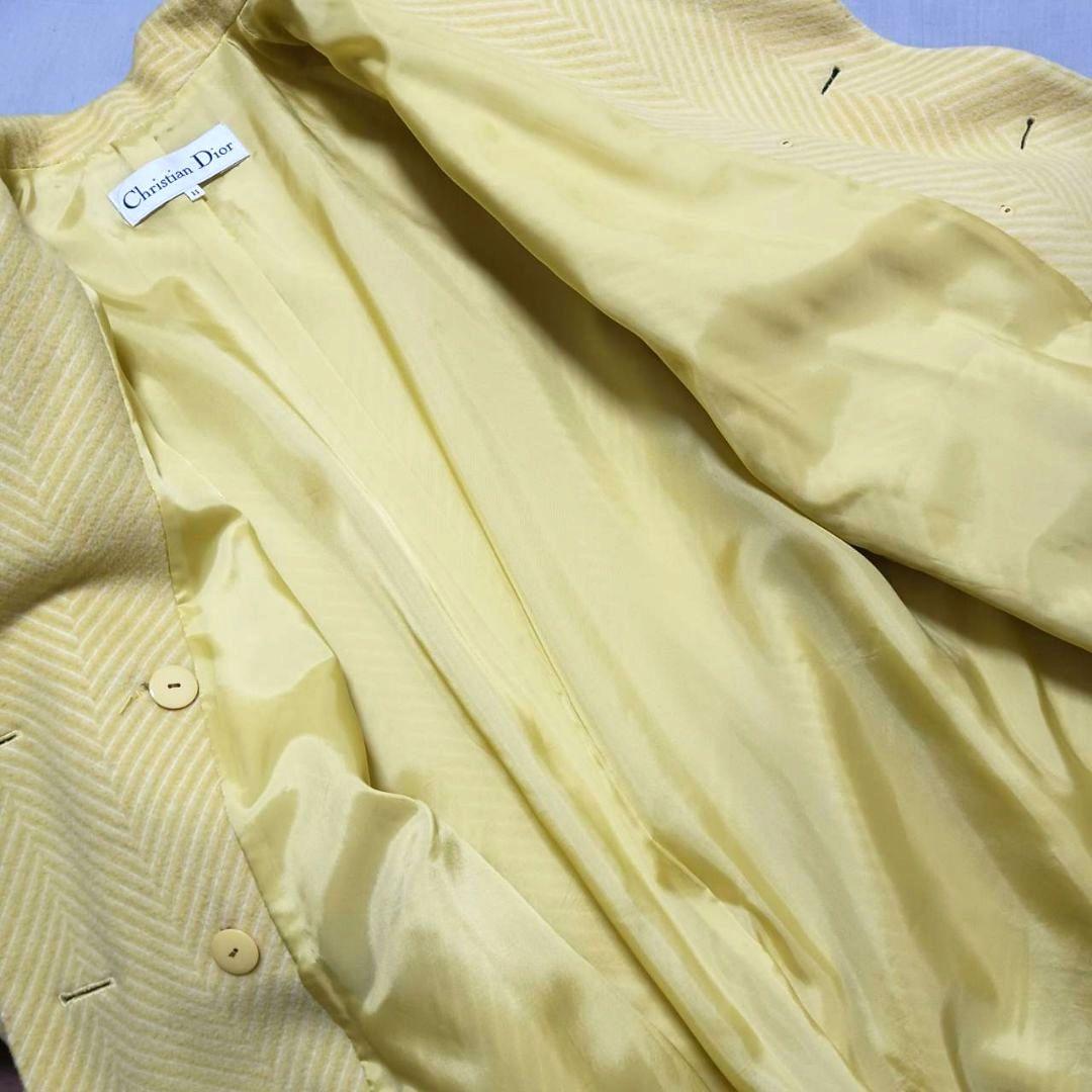 クリスチャンディオール★ヘリンボーン★Pコート★ウールアンゴラ11号イエロー