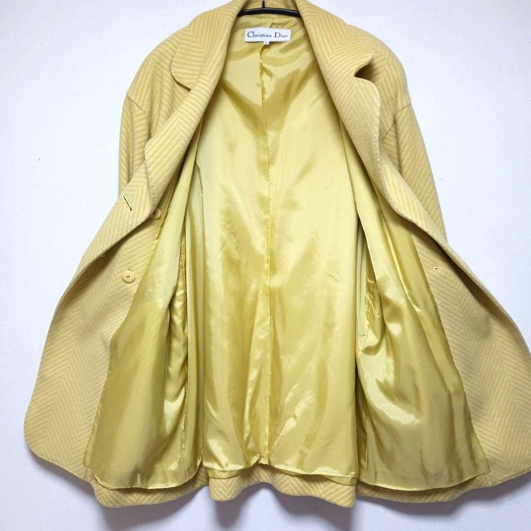 クリスチャンディオール★ヘリンボーン★Pコート★ウールアンゴラ11号イエロー
