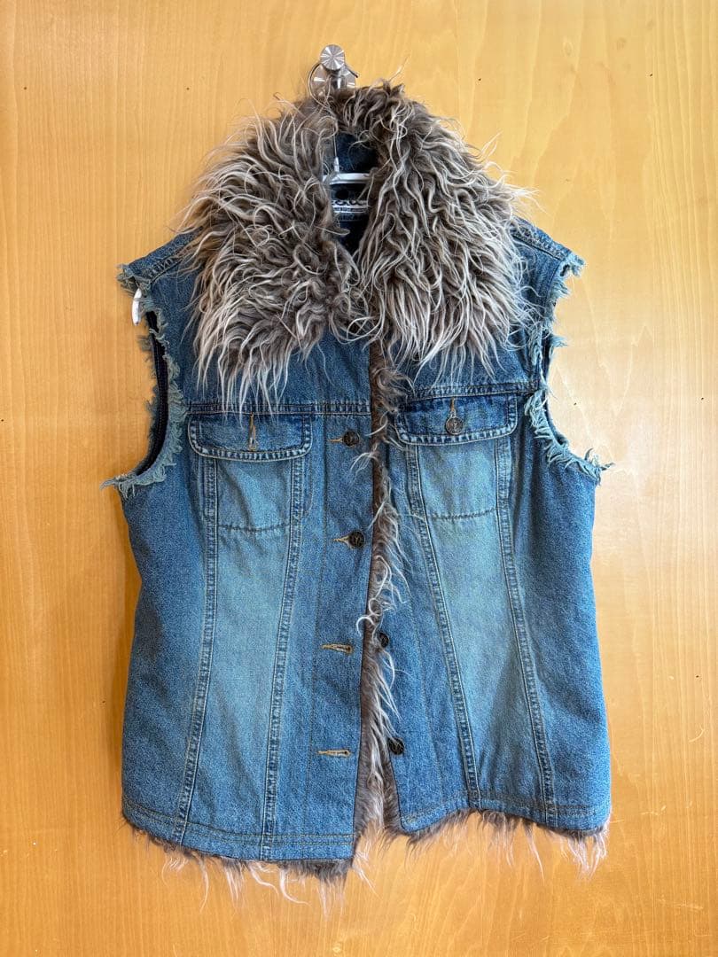 litmus ヴィンテージ ファー付きデニムジャケット ベスト セレクト 古着