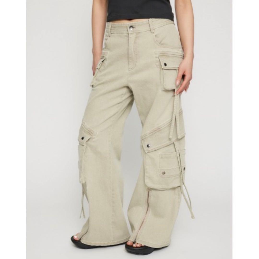 LAGUAGEM ラグアジェム ワイドフレアカーゴ パンツ デニム