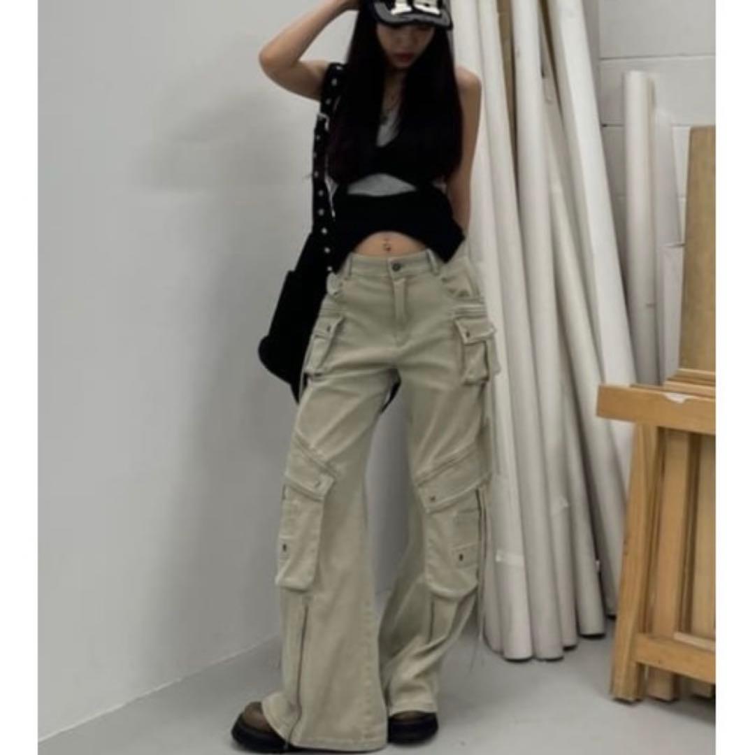 LAGUAGEM ラグアジェム ワイドフレアカーゴ パンツ デニム