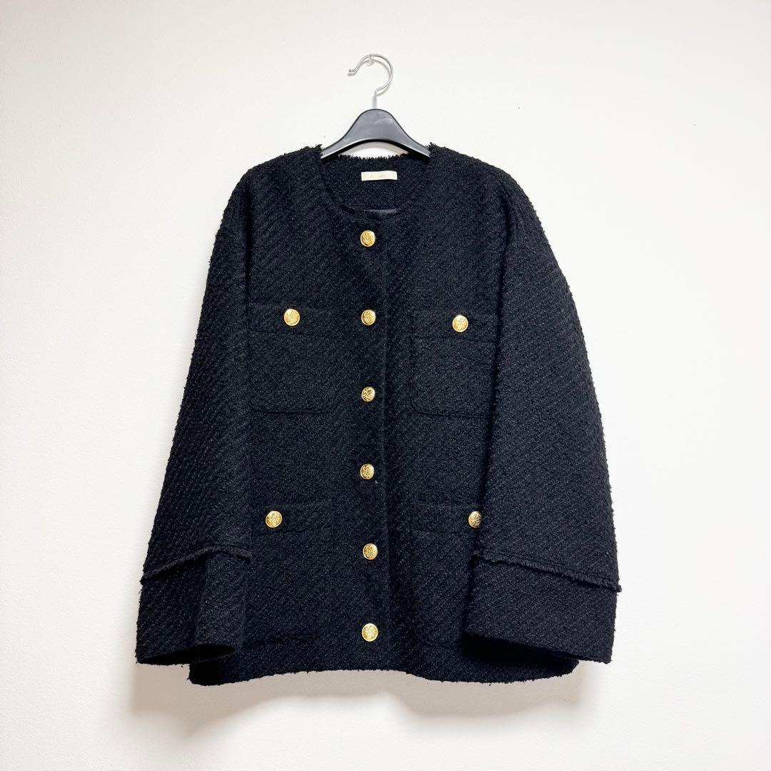 【極美品】Loungedress ラウンジドレス ツイードジャケット　ブラック