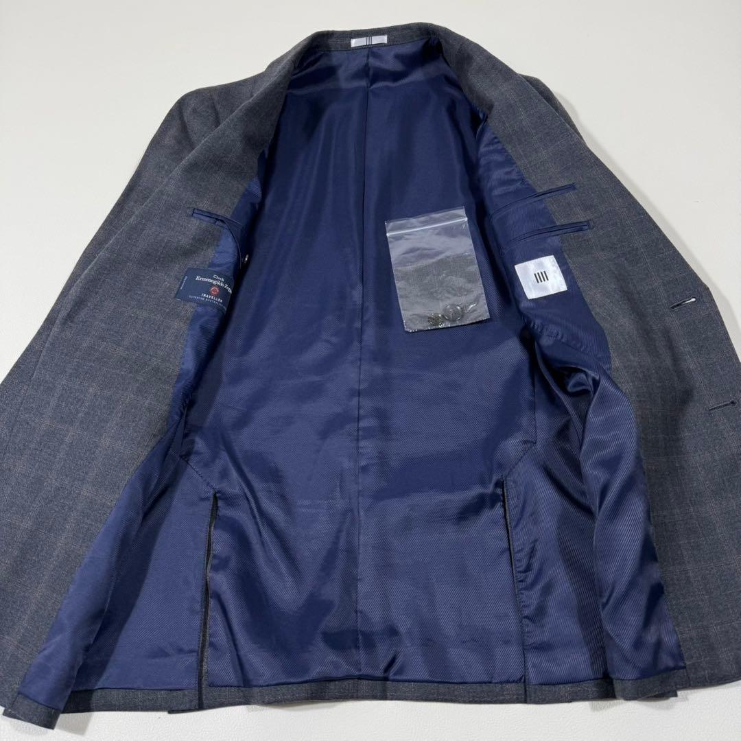 【美品】 SUIT SELECT ゼニア生地 スーツ チェック柄 グレー Y5