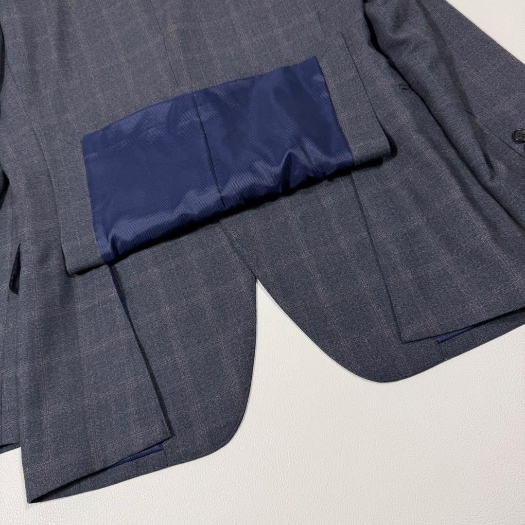 【美品】 SUIT SELECT ゼニア生地 スーツ チェック柄 グレー Y5