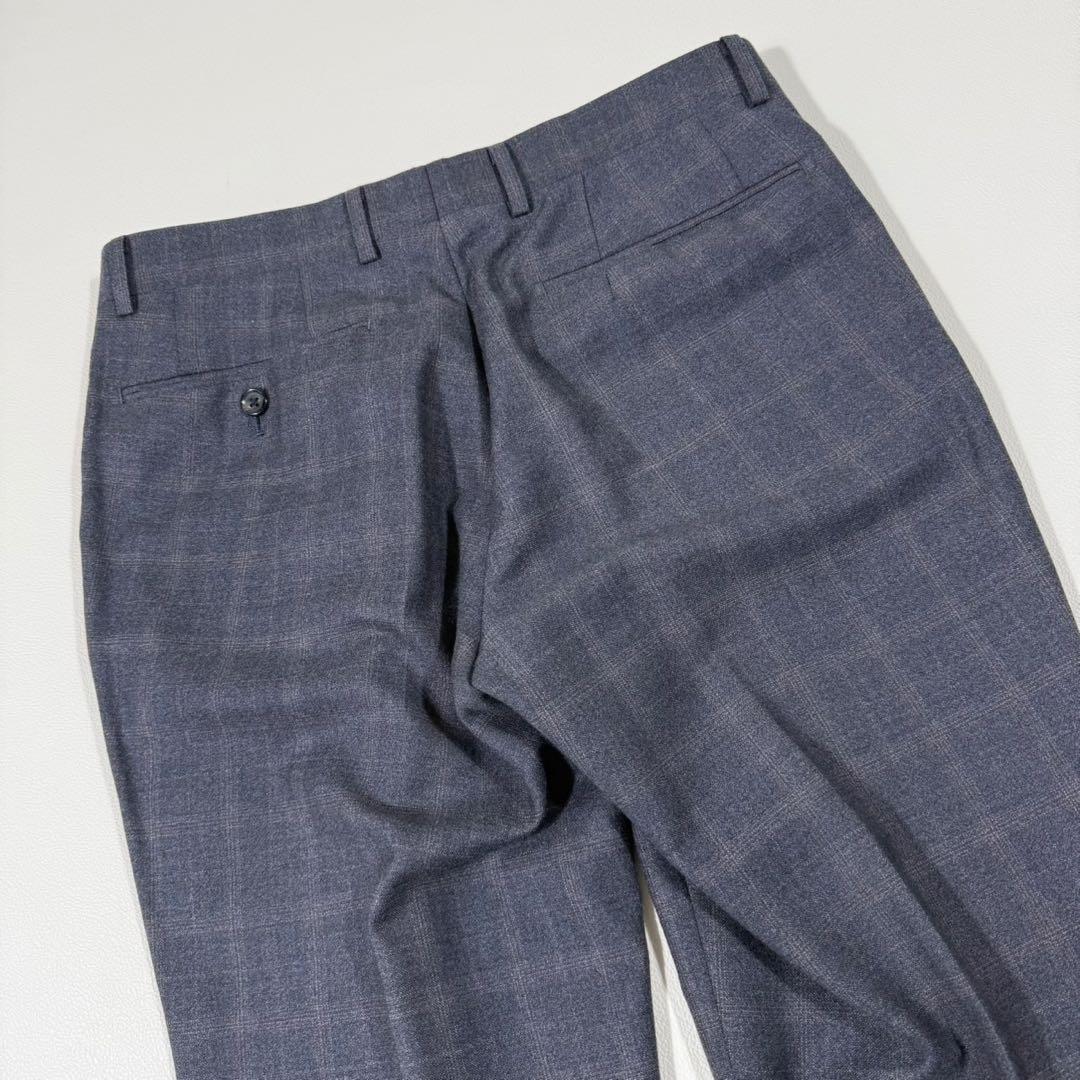 【美品】 SUIT SELECT ゼニア生地 スーツ チェック柄 グレー Y5