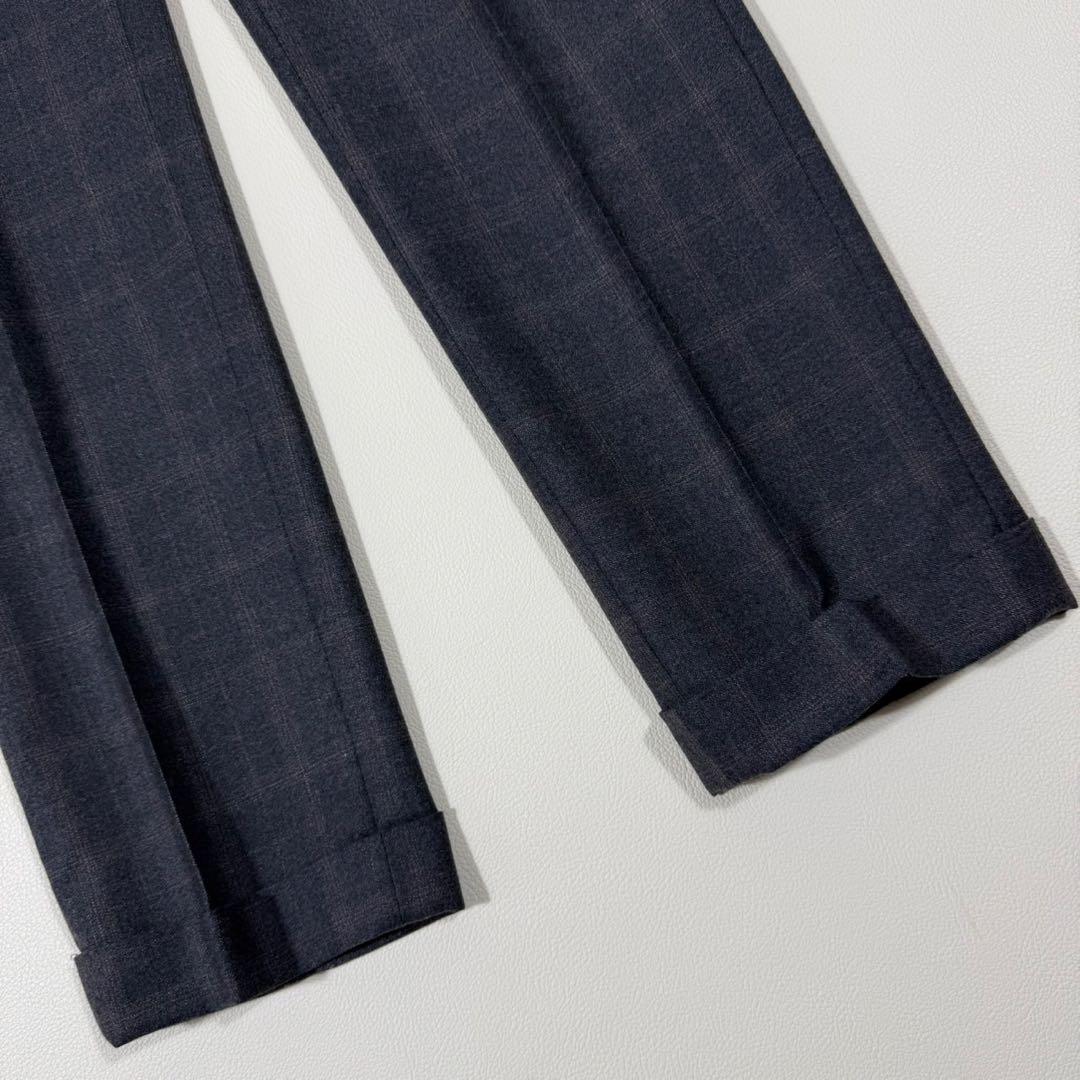 【美品】 SUIT SELECT ゼニア生地 スーツ チェック柄 グレー Y5