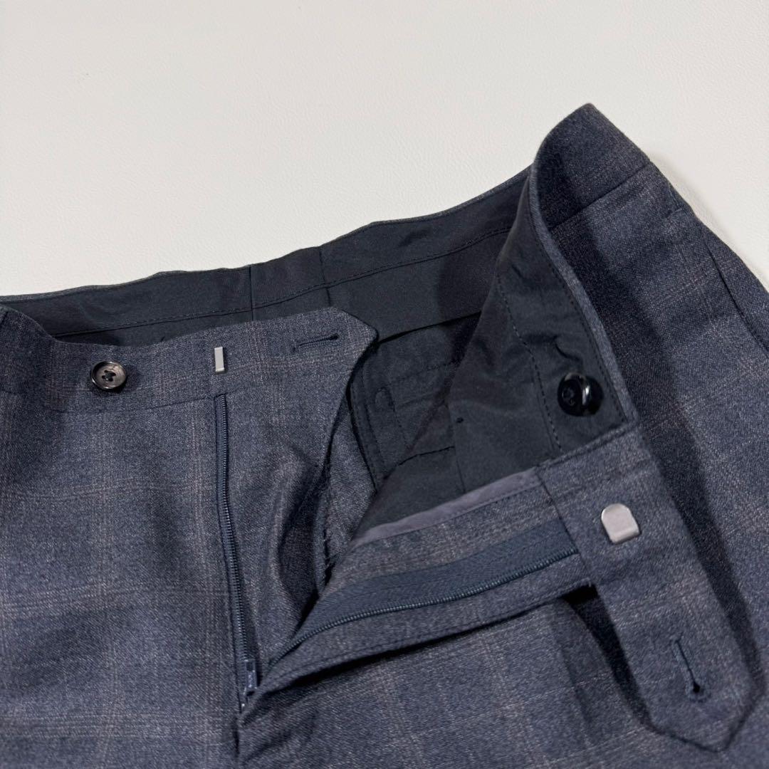 【美品】 SUIT SELECT ゼニア生地 スーツ チェック柄 グレー Y5