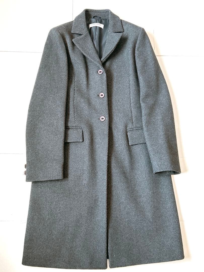 ⭐︎MIU MIUコート ダークグレー チェスター ロングコート ミュウミュウ⭐︎