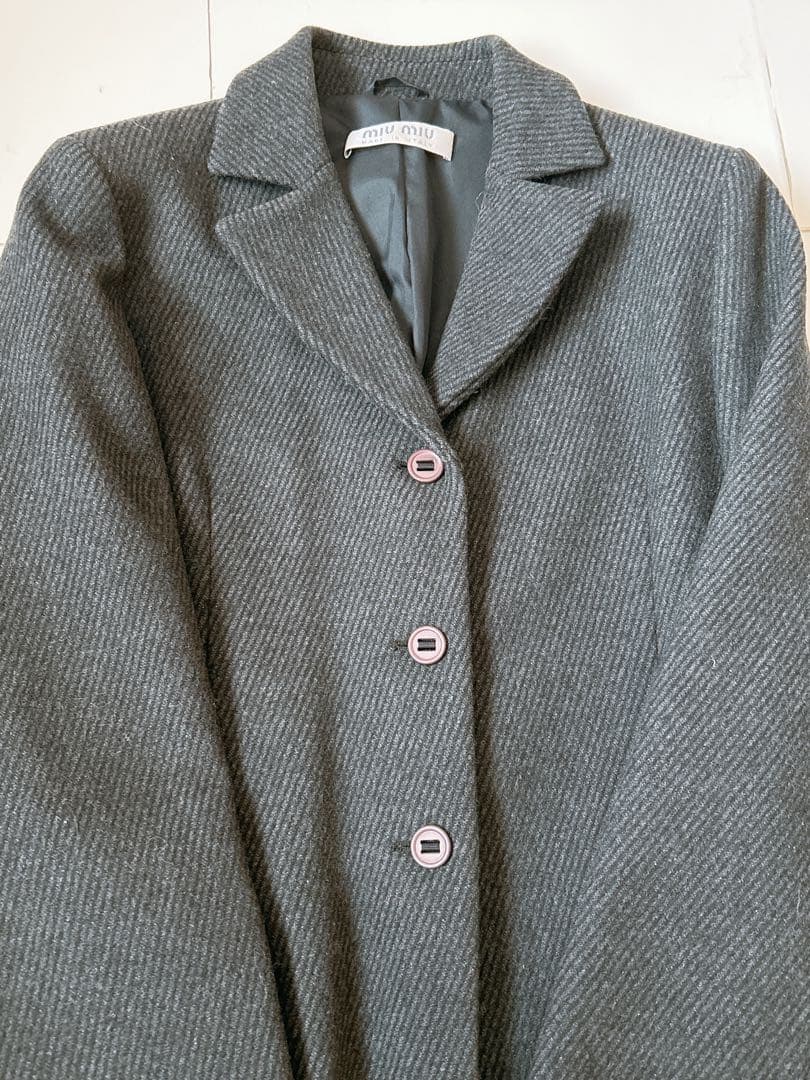 ⭐︎MIU MIUコート ダークグレー チェスター ロングコート ミュウミュウ⭐︎