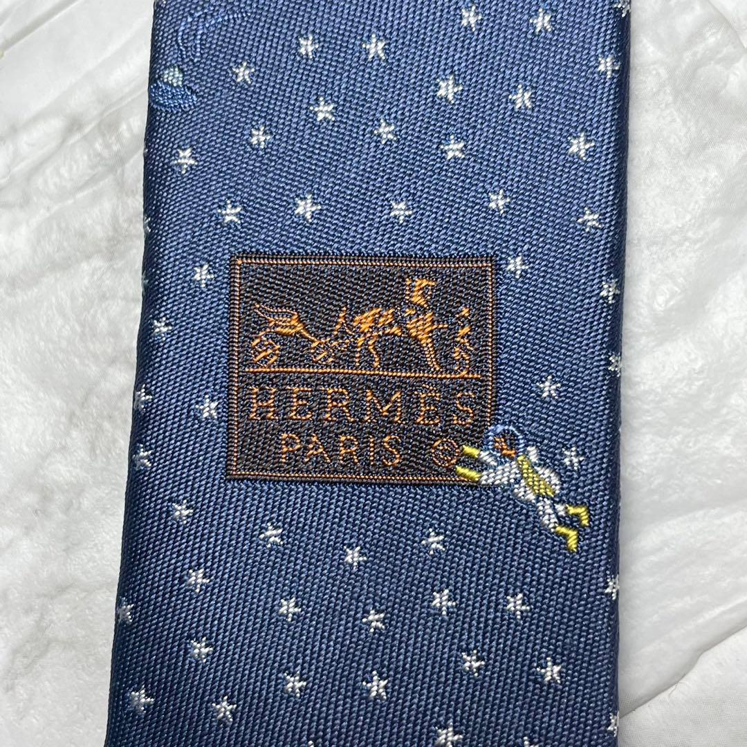 HERMES エルメス　ネクタイ　ヴェール・ランフィニ　宇宙　星　スーツ　カフス
