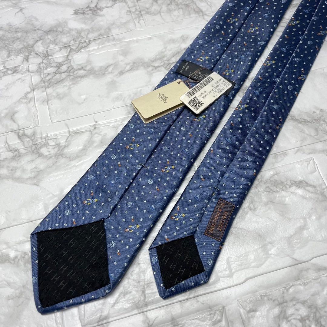 HERMES エルメス　ネクタイ　ヴェール・ランフィニ　宇宙　星　スーツ　カフス