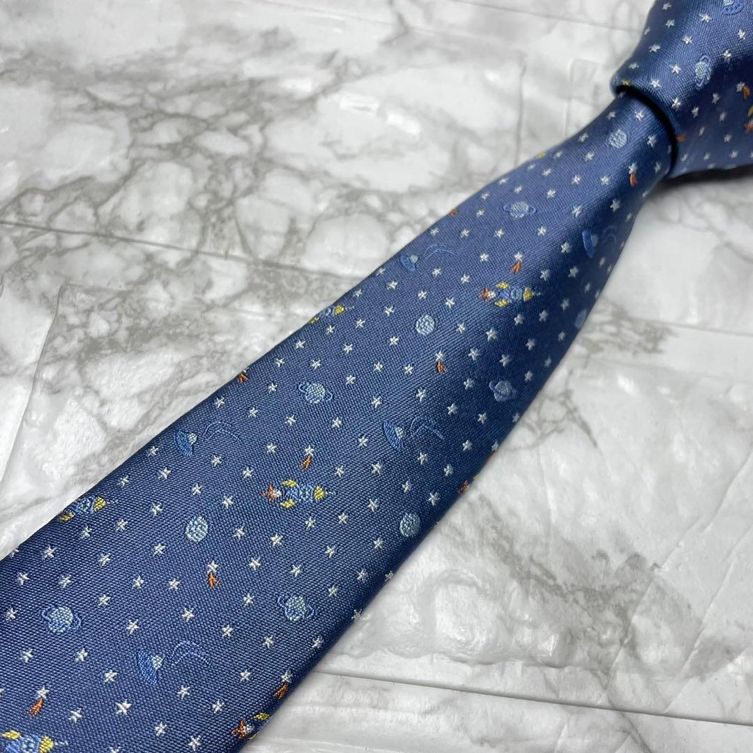 HERMES エルメス　ネクタイ　ヴェール・ランフィニ　宇宙　星　スーツ　カフス