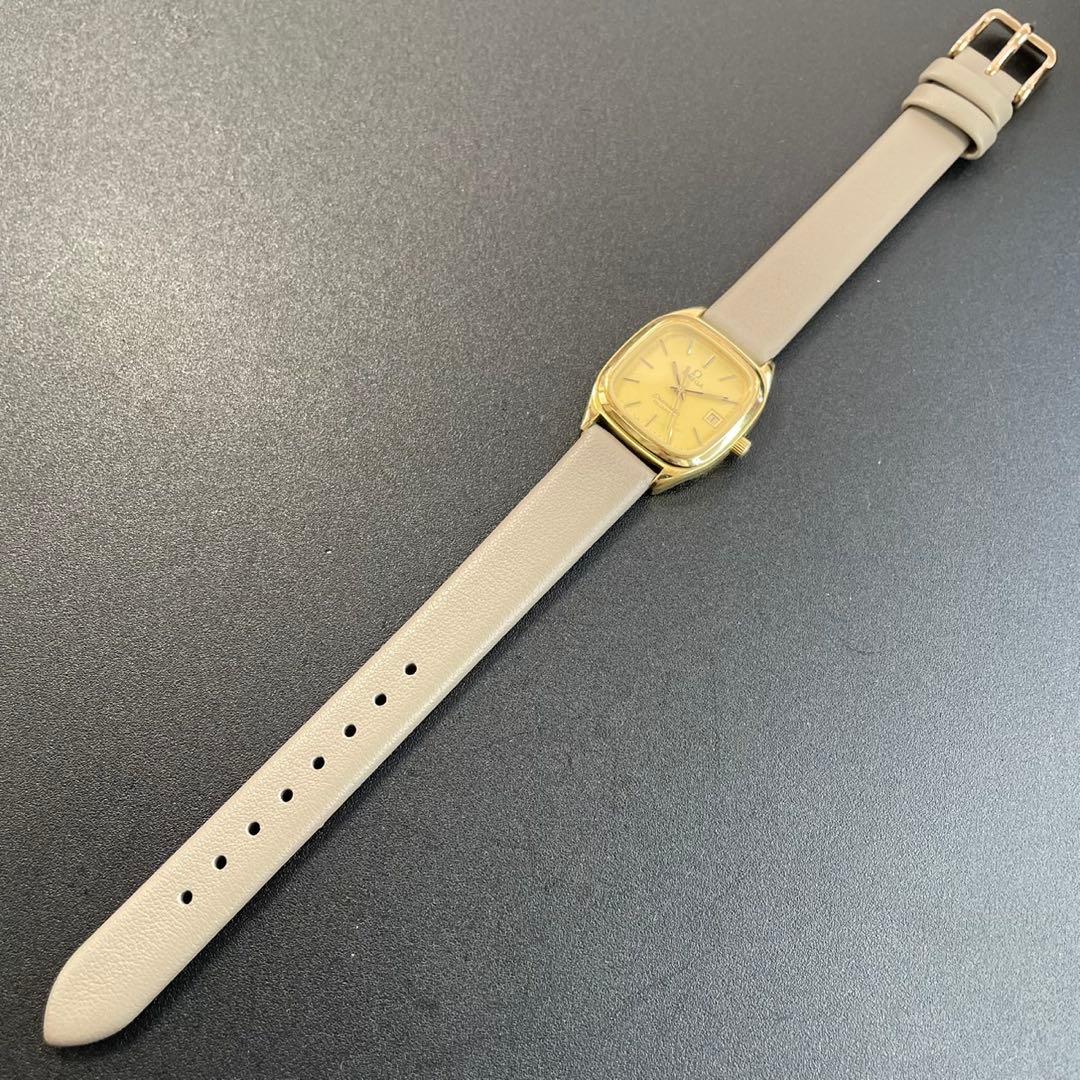 【良品 可動品】 オメガ シーマスター 腕時計 スクエア レディース ゴールド
