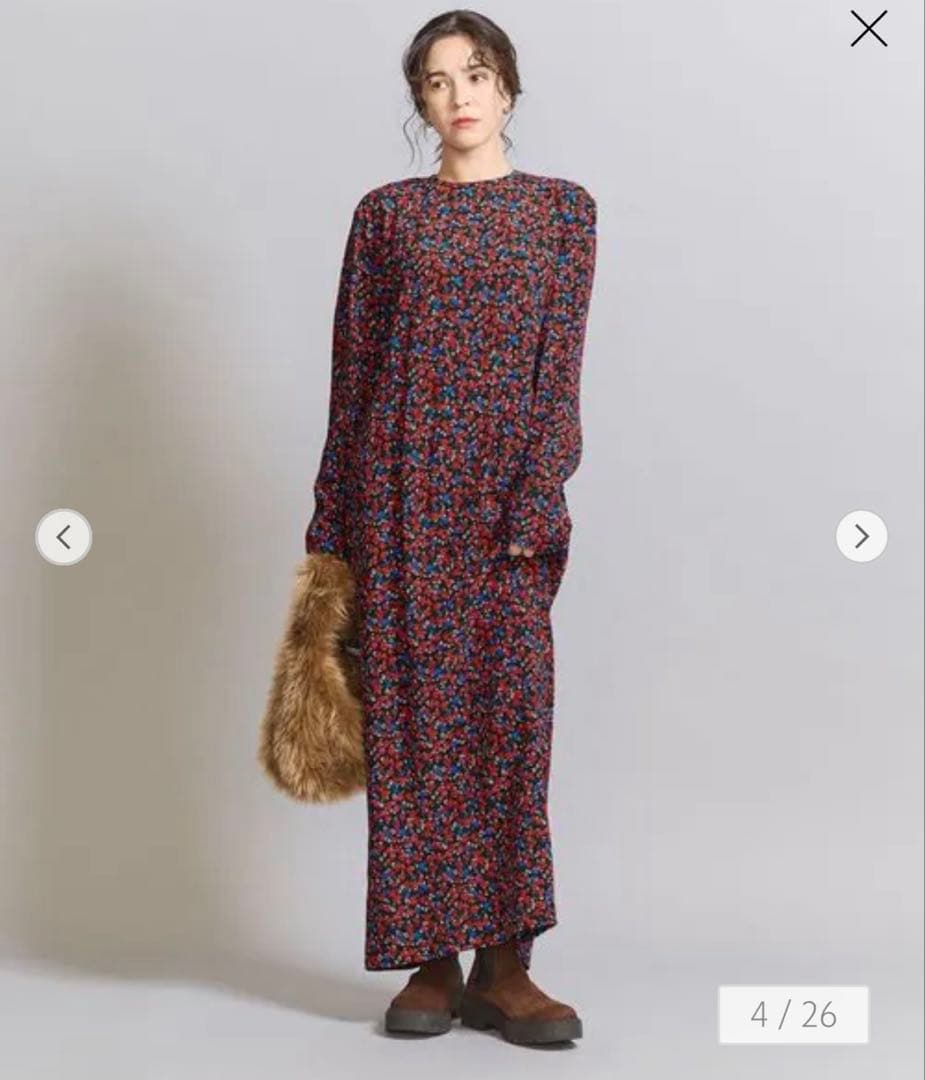 【beauty&youth】Mサイズ レーヨンフラワープリント　ワンピース