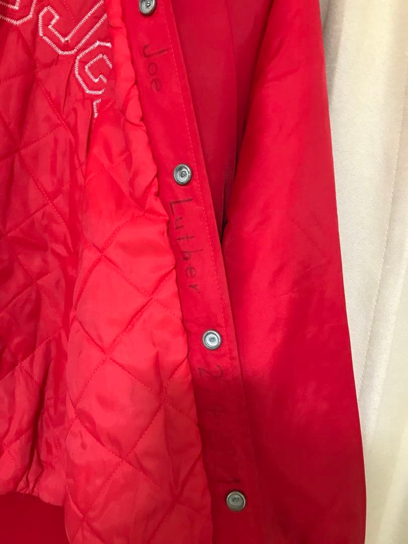 人気商品、USA製、90's、レアなjoe選手着用、WISCONSINスタジャン