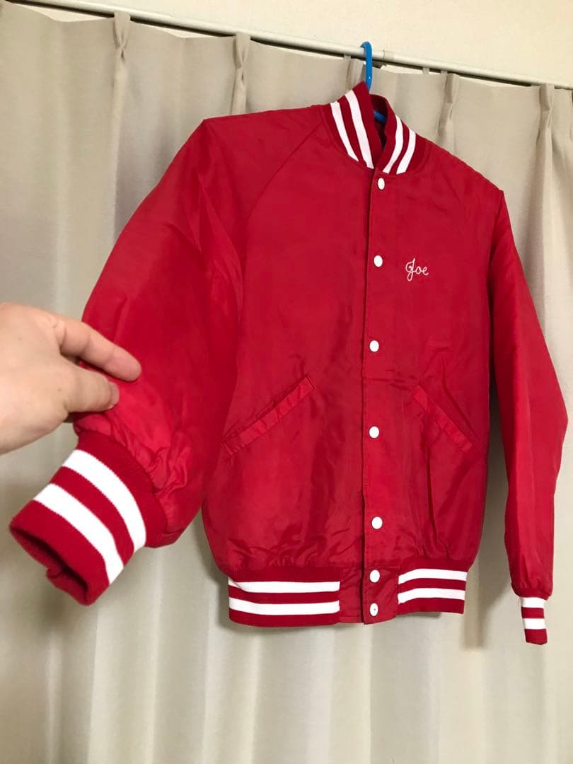 人気商品、USA製、90's、レアなjoe選手着用、WISCONSINスタジャン