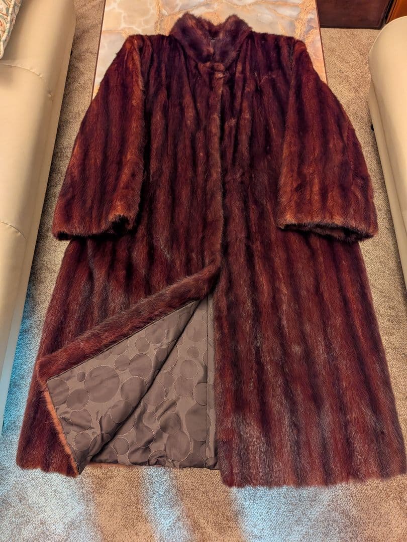 貴婦人の装い　最高級ウィーゼル毛皮ロングコート　オーダー品　呉服店購入