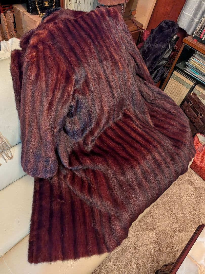 貴婦人の装い　最高級ウィーゼル毛皮ロングコート　オーダー品　呉服店購入