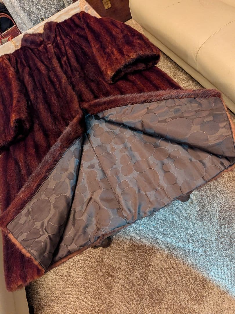 貴婦人の装い　最高級ウィーゼル毛皮ロングコート　オーダー品　呉服店購入