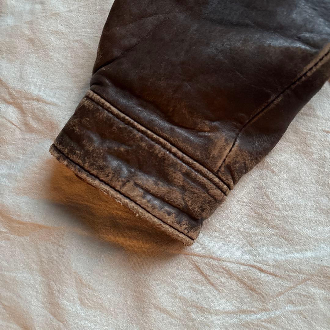 【90s】hants A-2 フライトジャケット レザー 本革 裏地 地図