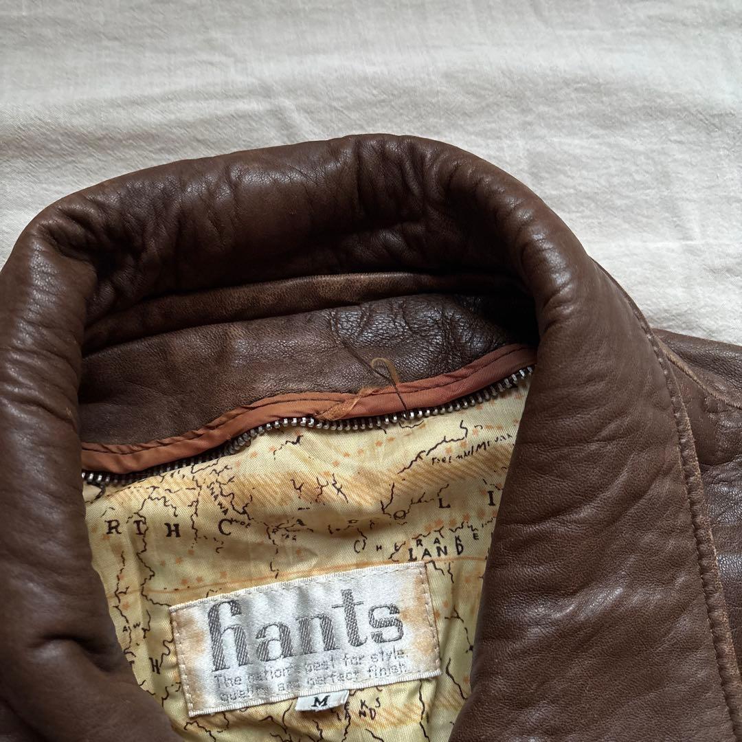【90s】hants A-2 フライトジャケット レザー 本革 裏地 地図