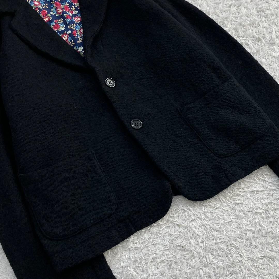 美品✨トリココムデギャルソン テーラードジャケット 縮絨 裏地花柄 ブラック 黒