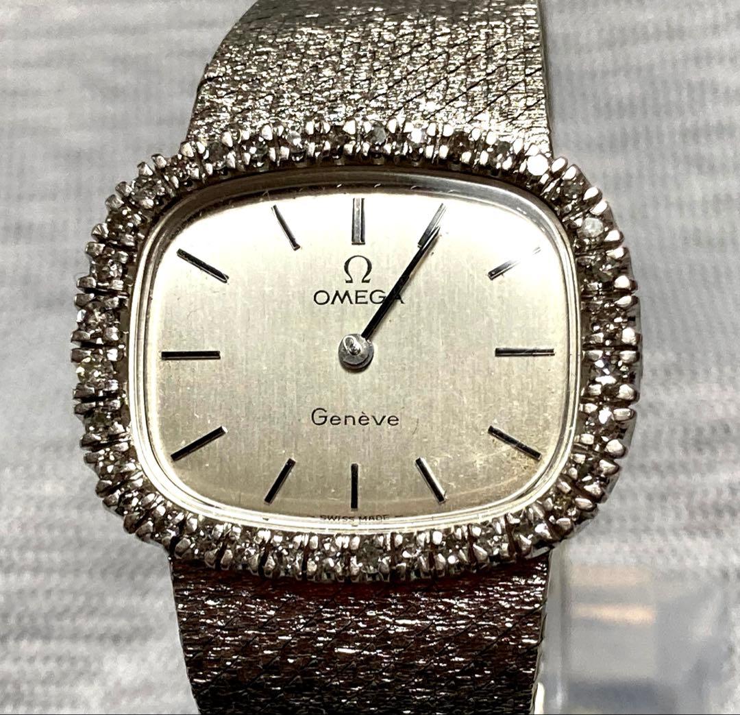 N*n様 オメガ ジュネーヴ ダイヤベゼル 手巻きレディース腕時計【稼働品】