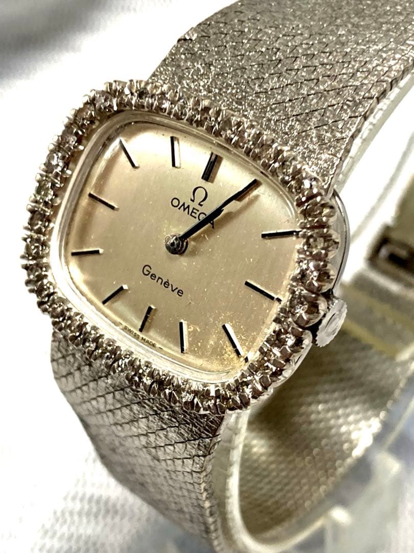 N*n様 オメガ ジュネーヴ ダイヤベゼル 手巻きレディース腕時計【稼働品】