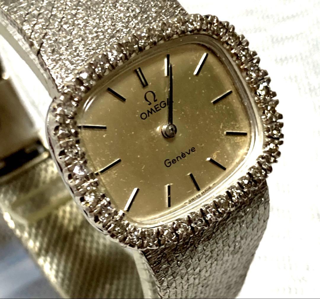 N*n様 オメガ ジュネーヴ ダイヤベゼル 手巻きレディース腕時計【稼働品】