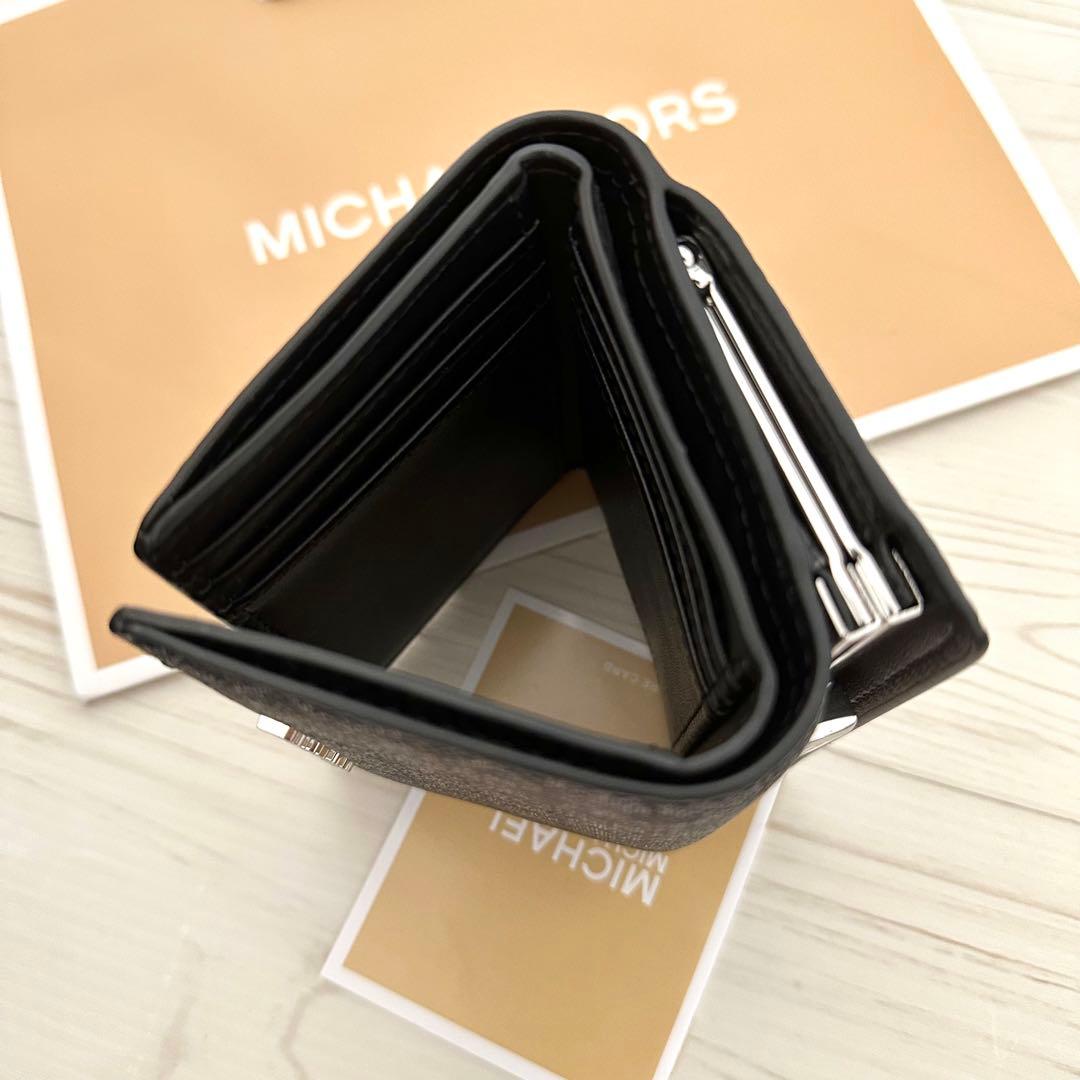 ★ 新品 MICHAEL KORS財布 折り財布 がま口 ブラック　三つ折り財布